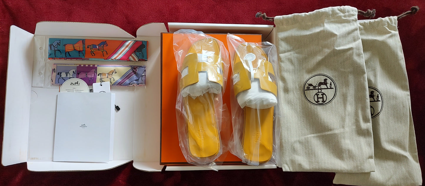 Hermès Oran Sandal in Yellow EU Size 40 US size 10