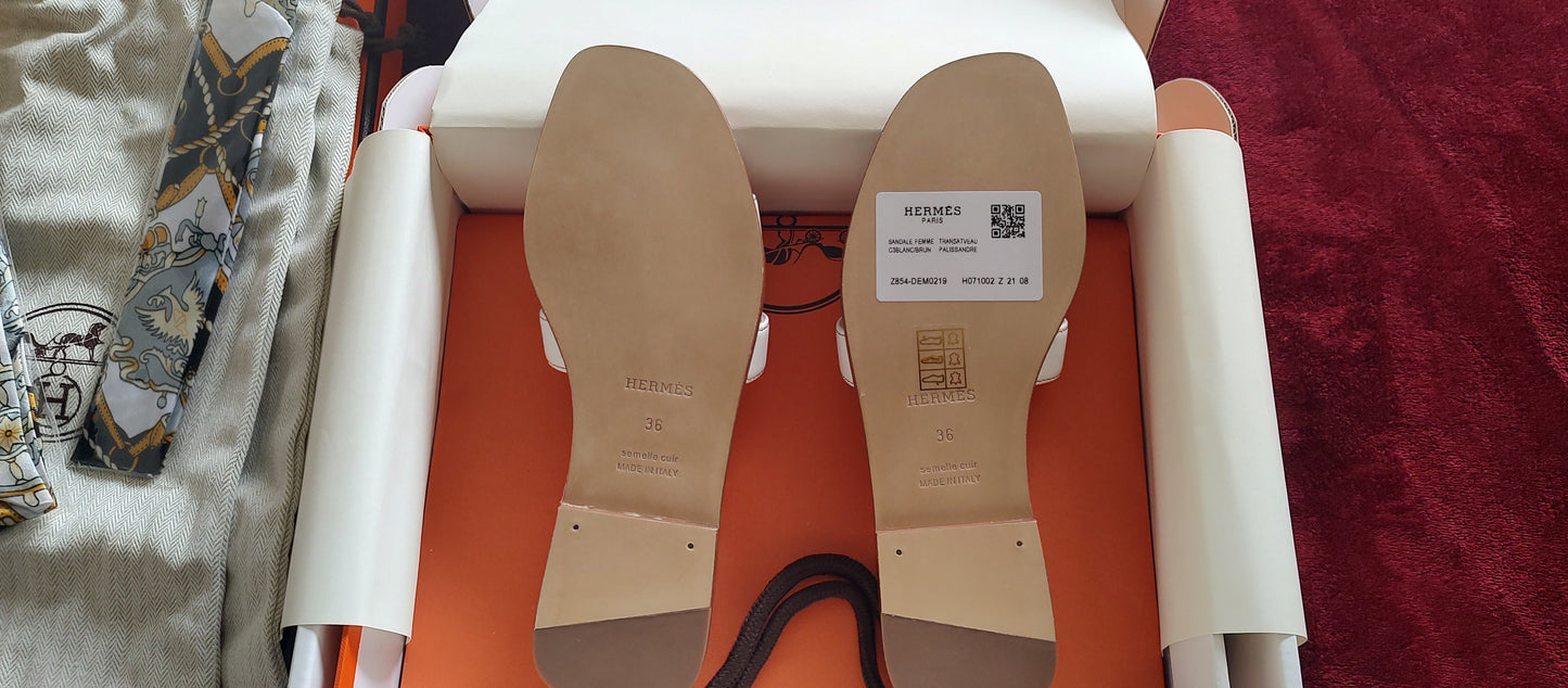 Hermès Oran Sandal in White EU Size 36 US size 6