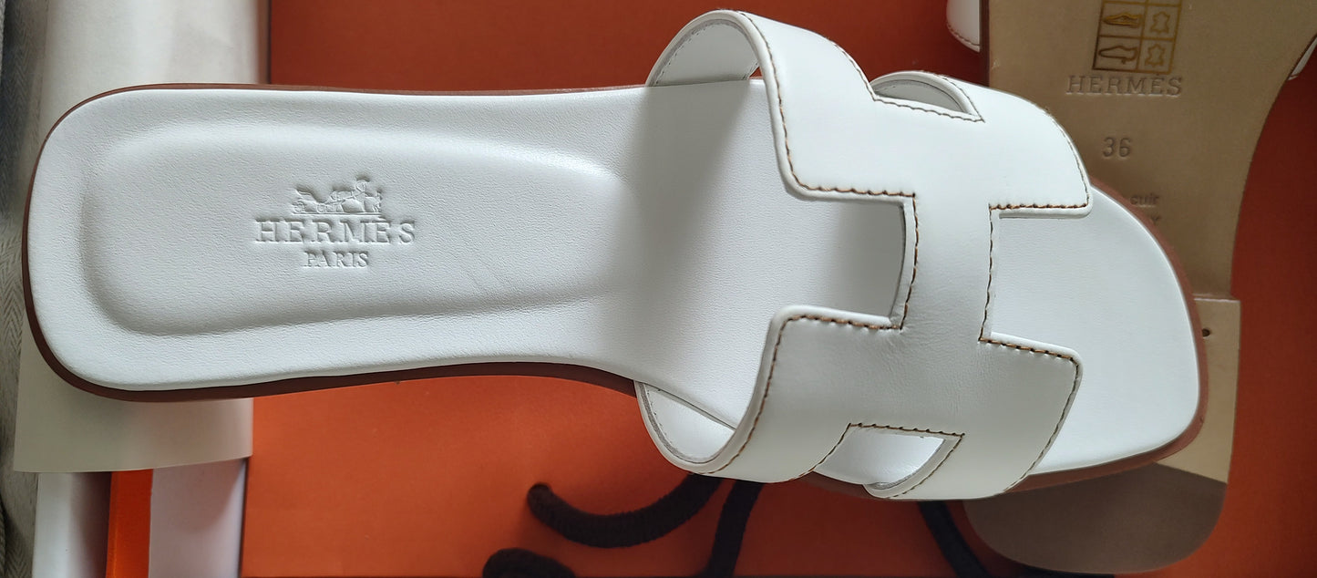 Hermès Oran Sandal in White EU Size 36 US size 6